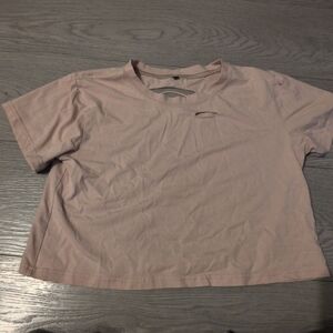 Juniors Dusty Pink Cropped Tee - Casual Short Sleeve Top